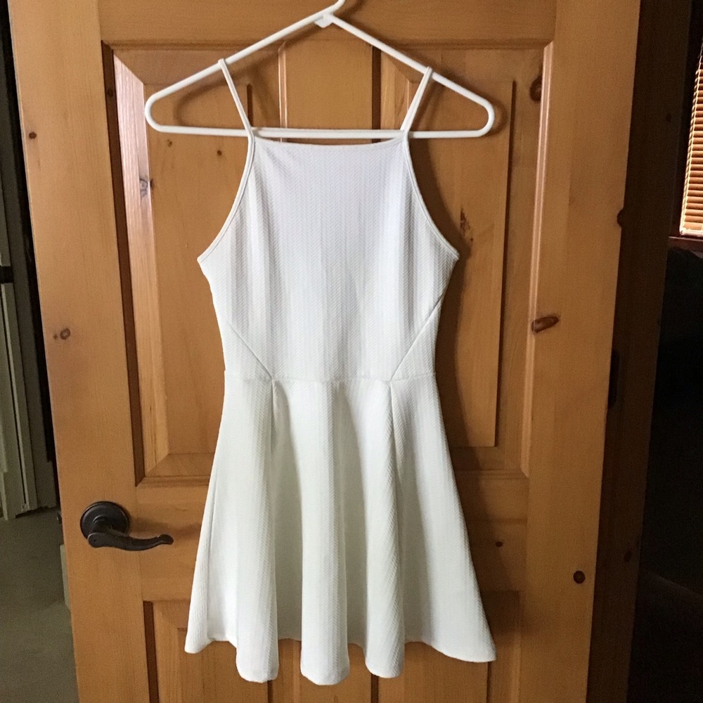 H&M White Textured Mini Dress